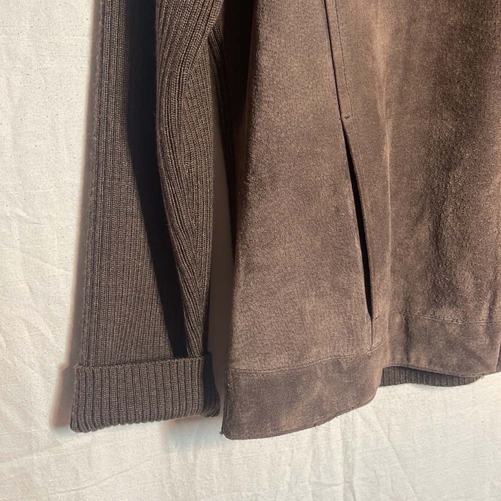 Pendleton Jacket Suede Ribbed Sleeves Medium Brow… - image 6